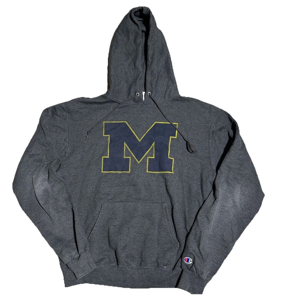 Champion Michigan Wolverines XL Classic M Logo Hoodie Sweatshirt Block